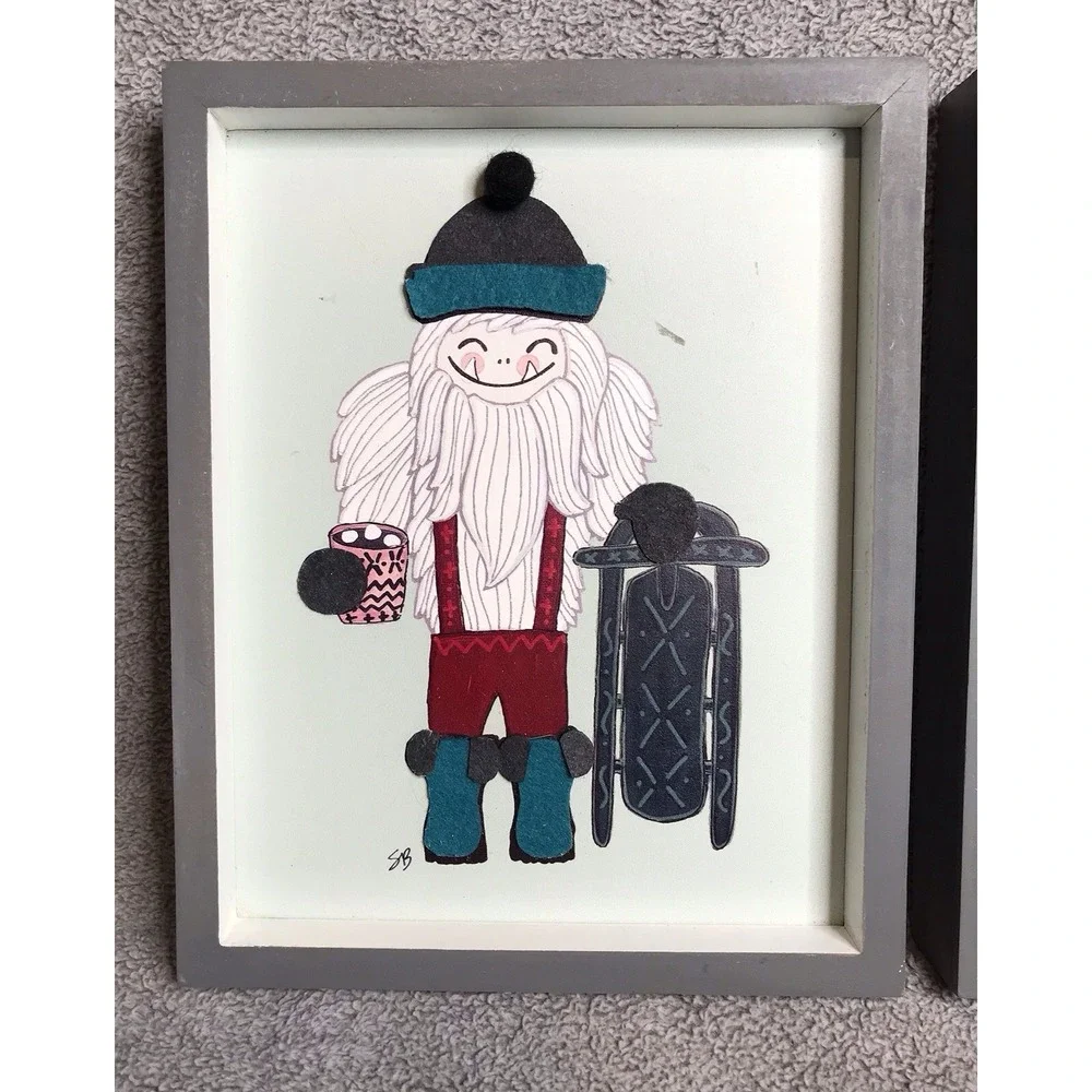 Lot Of Two Woodland Wonders Lumberjack Christmas‎ Wooden Shadow Box Pictures